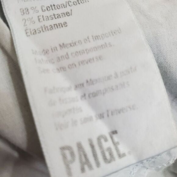 Paige High Rise Sarah Jeans Sz 32 Straight Ankle Contrast Denim Magda Button Fly - Picture 13 of 14